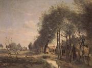 Jean Baptiste Camille  Corot La route de Sin-le-Noble (mk11) oil on canvas